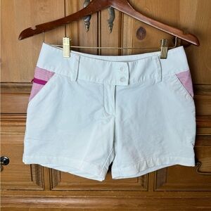 Adidas Women's White Shorts with Pink Accents